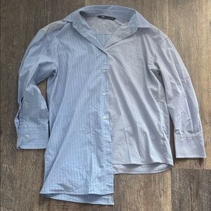 Zara Light Blue Striped Casual Shirt